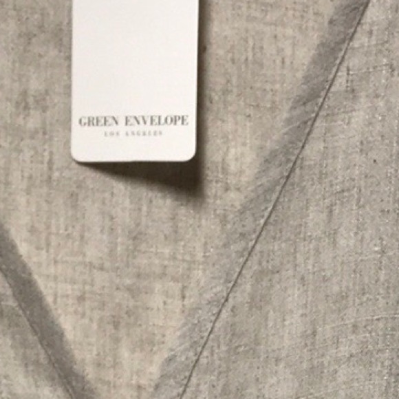 NWT GREEN ENVELOPE Los Angeles Linen Blouse - Picture 3 of 7